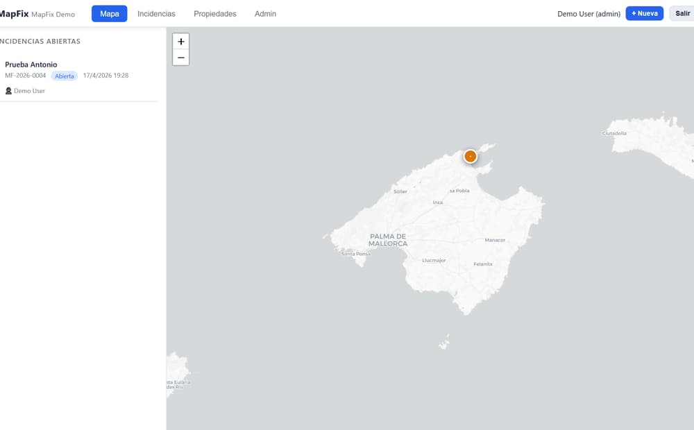 MapFix — mapa de incidencias